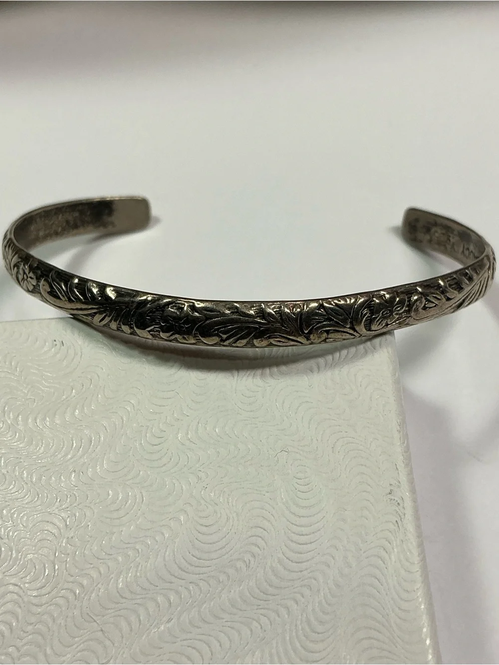 Sterling Silver Open Cuff Floral Bracelet.
